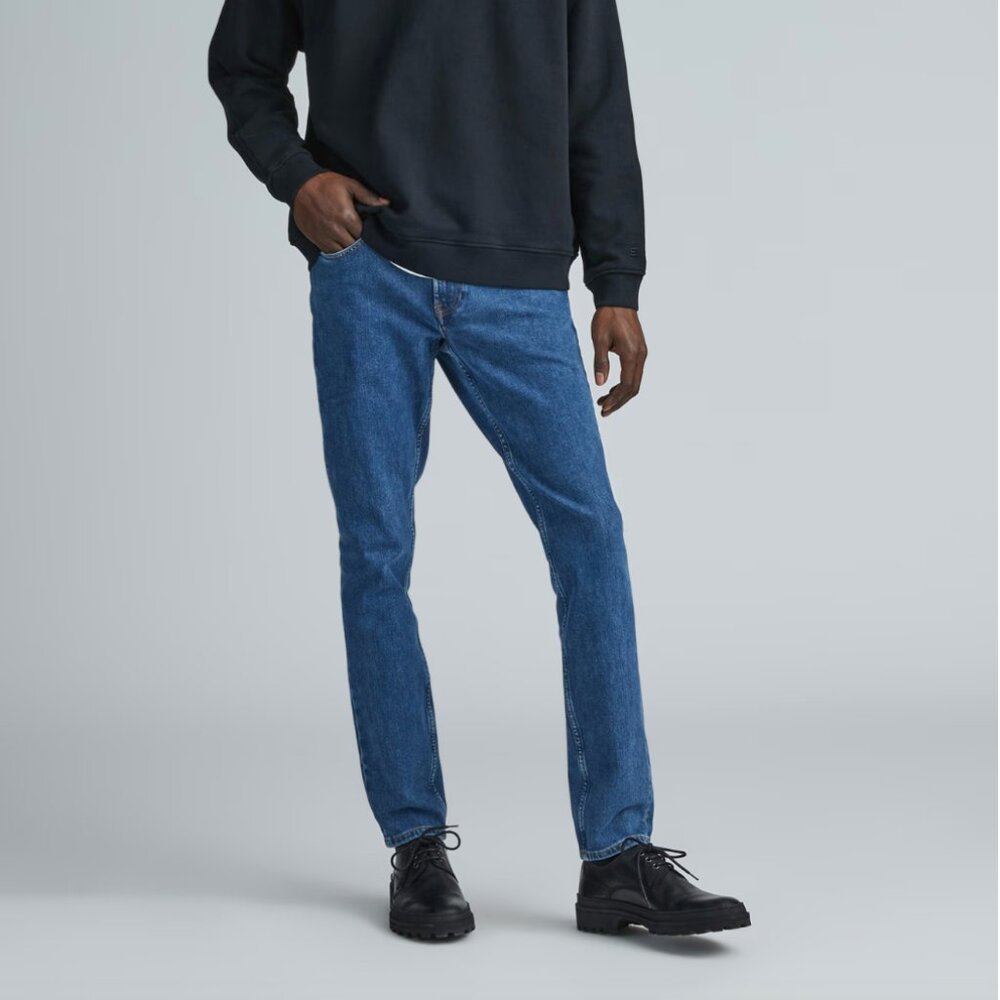 NWT EVERLANE The Slim 4-Way Stretch Organic Jean Uniform in Marine Size 38 X 30